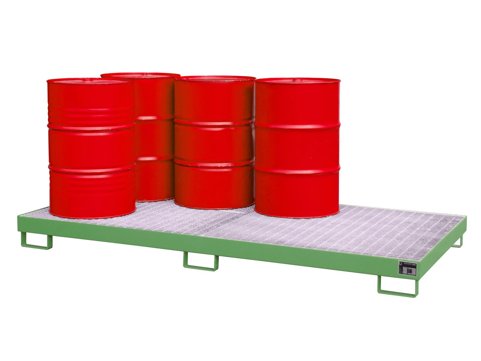 Auffangwanne 2650x1300x210mm 240 Liter Typ verzinkt AW-8 RAL 6011 Resedagrün