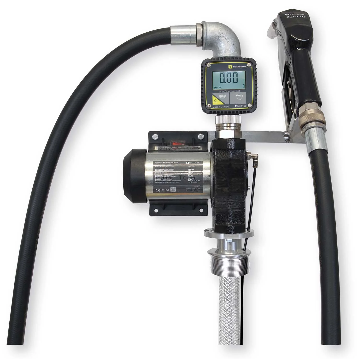 Pompa elettrica TecPump 400 DC 24 V in set completo con tubo di scarico da 8 m e contatore digitale