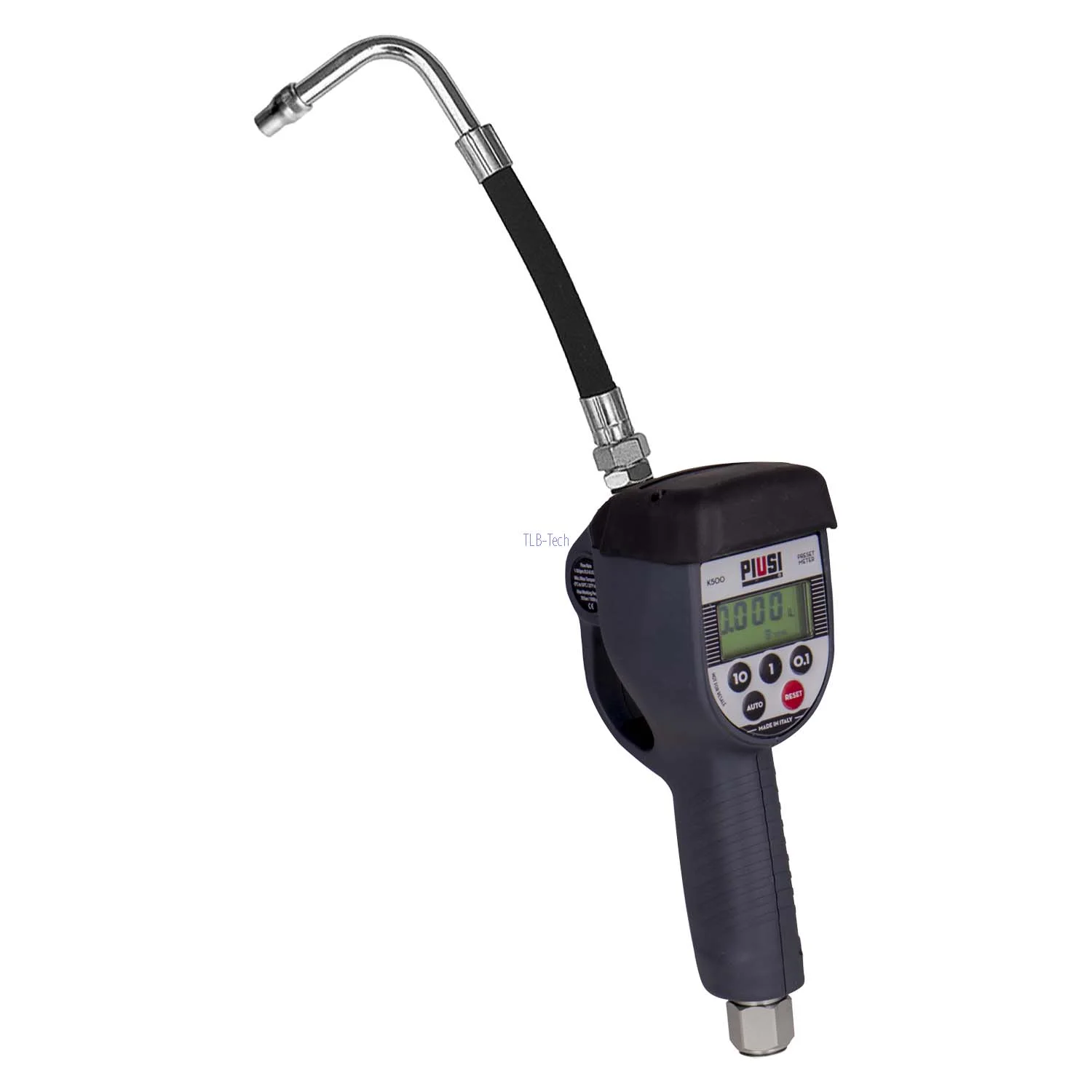 PIUSI K500 contatore di flusso manuale con preimpostazione della quantità, erogazione flessibile, Druckluft-Pistol, Digitalanzeige, Manometer, Schlauchanschluss, Gasspender