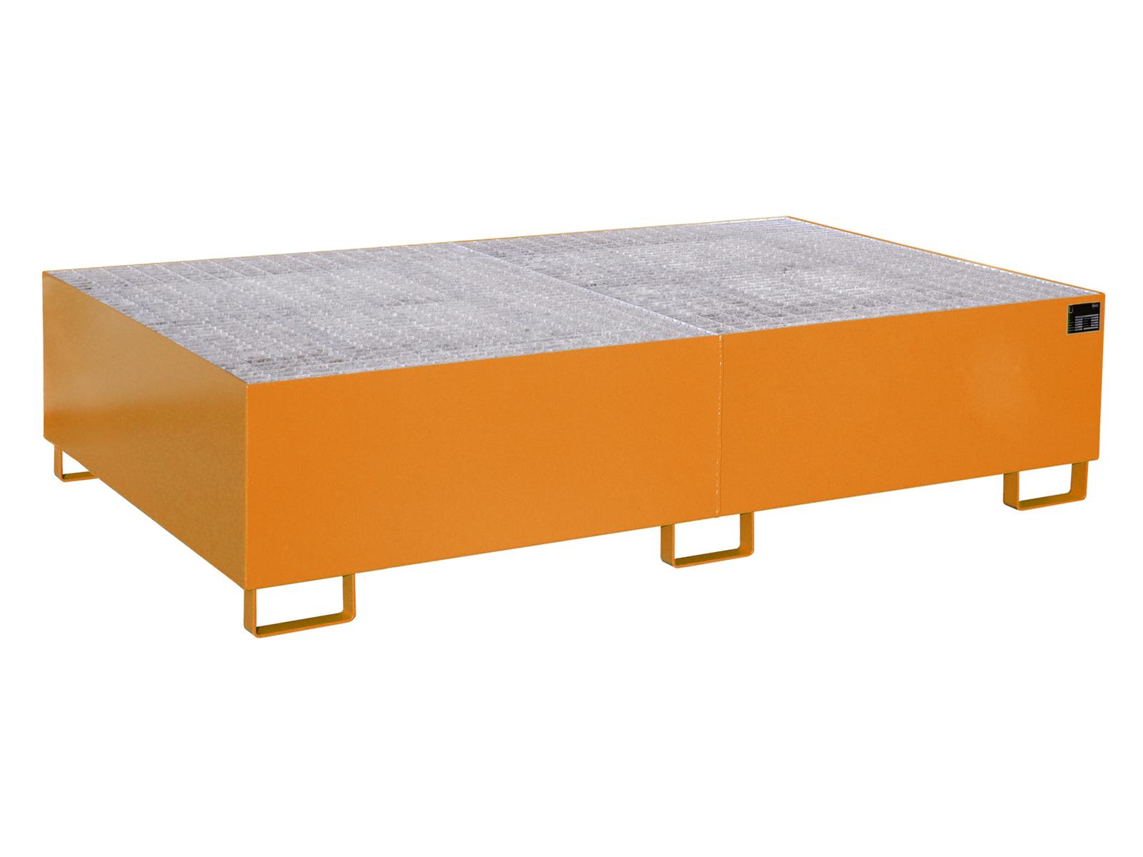 Regalwannen 2150x1300x505mm 1000 Liter mit Gitterrost RAL 2000 Gelborange