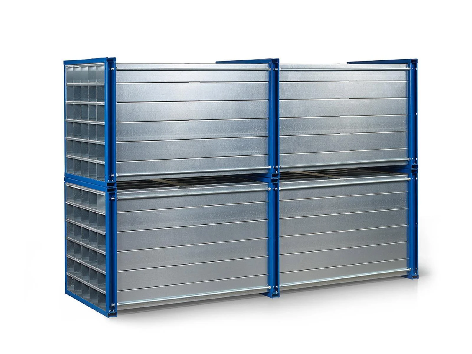 Scaffale a nido d'ape RWR 3000 mm RWR-64/3, metallregal, Lagerregal, blauer Rahmen, verzinkter Stahl, modulare Einheit, Regalblock, Stahlregal, Metallregal, Lagerregal, Schranksystem