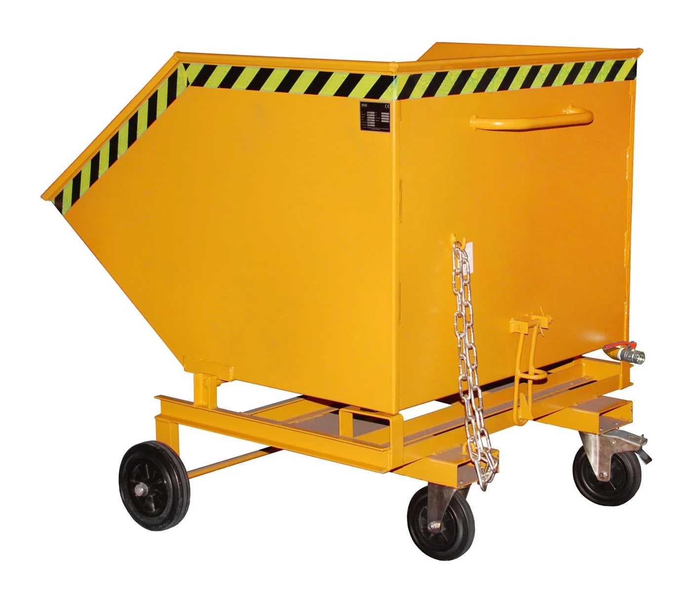 Carrello cassonato per trucioli SKW-ET da 1000 litri, 1420×1340×1225 mm, RAL 2000 Giallo-arancione