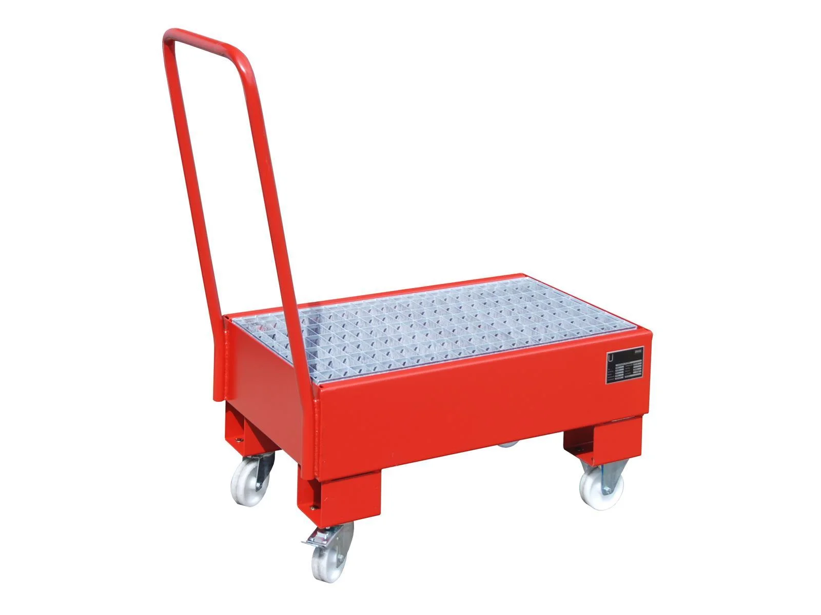 Vasca di contenimento mobile 940 x 500 x 1075 mm, 61 litri Tipo AW 60-1 SR, wagen, wagenboden, stahl, rote farbe, rollenwagen, wagenwagen, trolley, rollwagen, metallic, rot