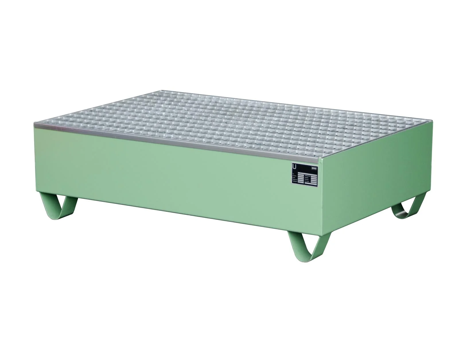 Auffangwanne 1200x800x360mm 215 Liter Typ Serie 2000 mit Gitterrost RAL 6011 Resedagrün