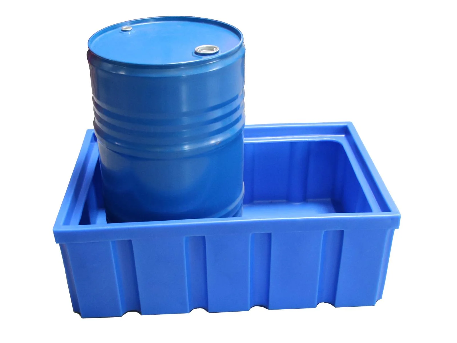 Mini-Auffangwanne 200 Liter – HDPE mit flachem Boden, Blaue Trommel, Ölfass, Barrel, Industriecontainer, Kunststoffbox