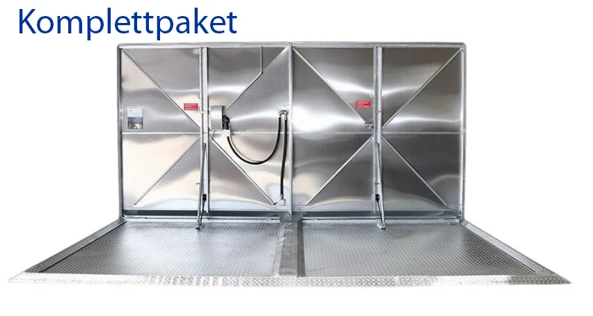 Punto di rifornimento carburante KAP-ECO – allestimento esterno – pacchetto completo, stahlplatte, frontlader, klappbare_türe, wasserfeste_eingang, schwenktür