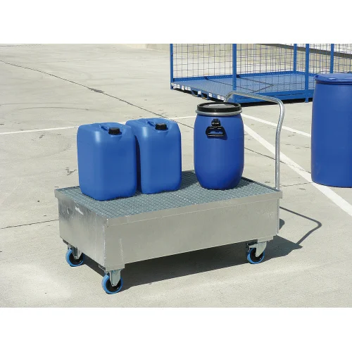vasca di contenimento mobile zincata, 1200×800×250/405/1200 mm, 220 litri