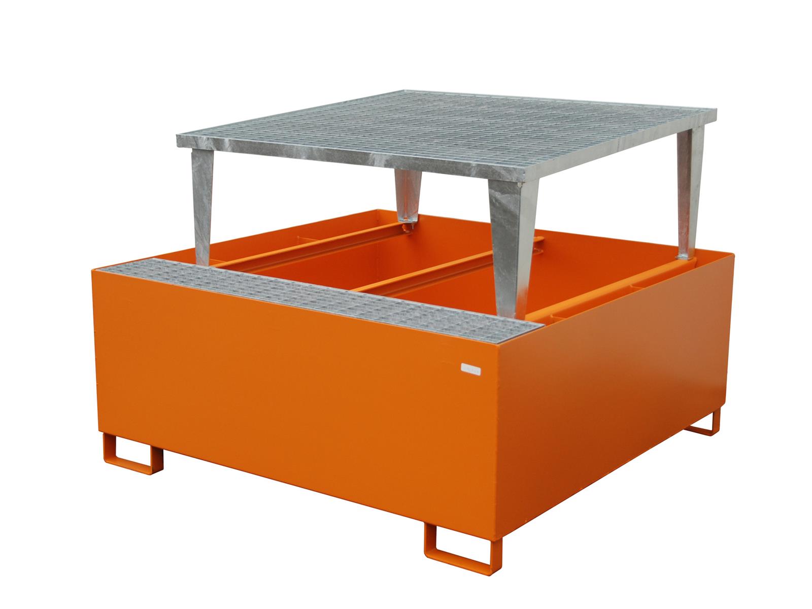 Auffangwanne 1460x1460x1090mm 1000 Liter Typ AWA lackiert AWA 1000 RAL 2000 Gelborange