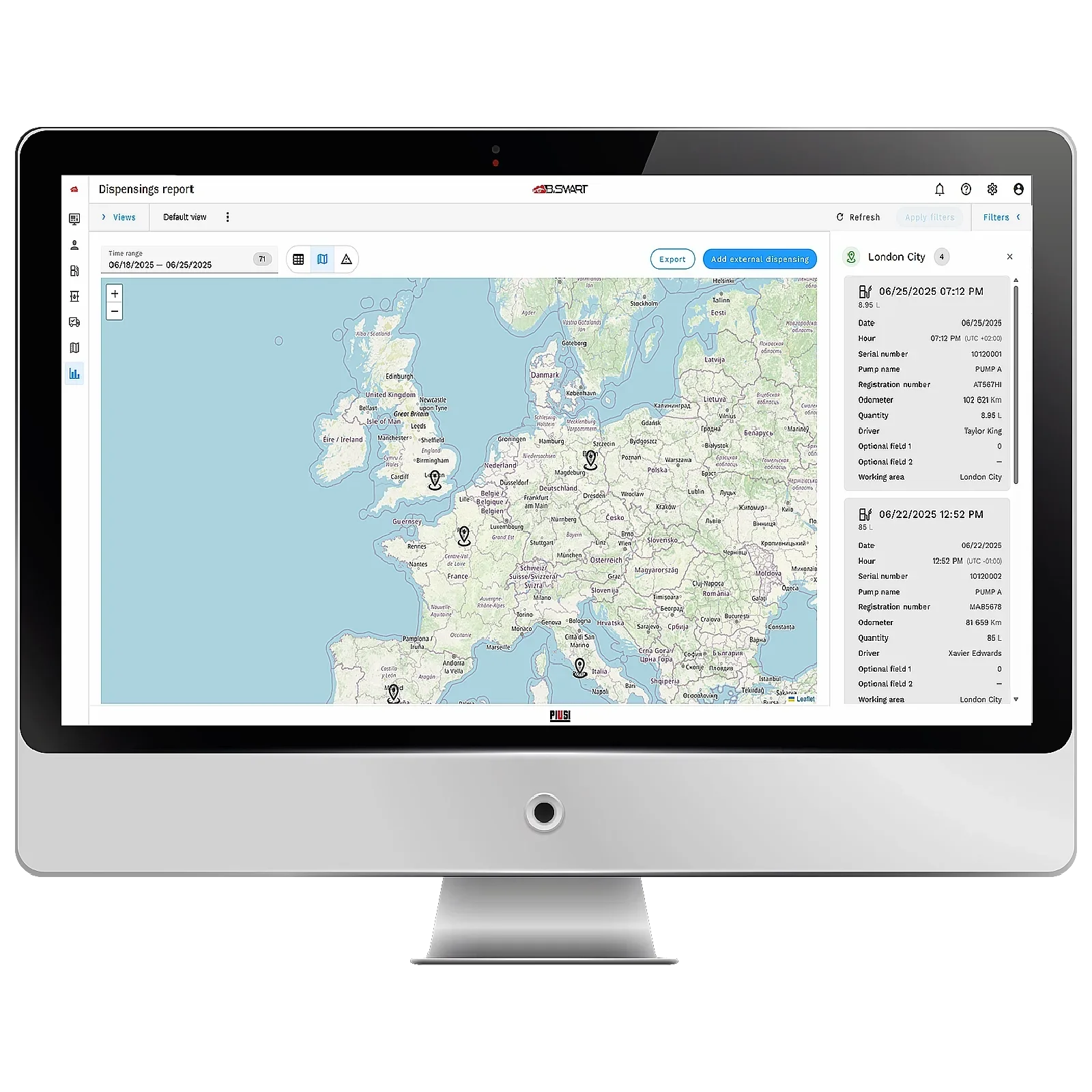 PIUSI CUBE 70 B.SMART – Colonnina di rifornimento diesel 230 V con controllo tramite app