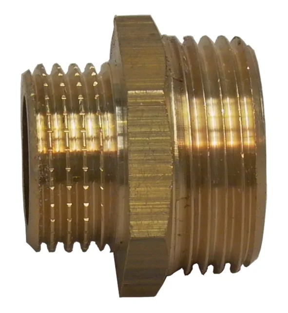 Nippo doppio in ottone con cono interno da un lato, Rp1/4" esterno, MATO