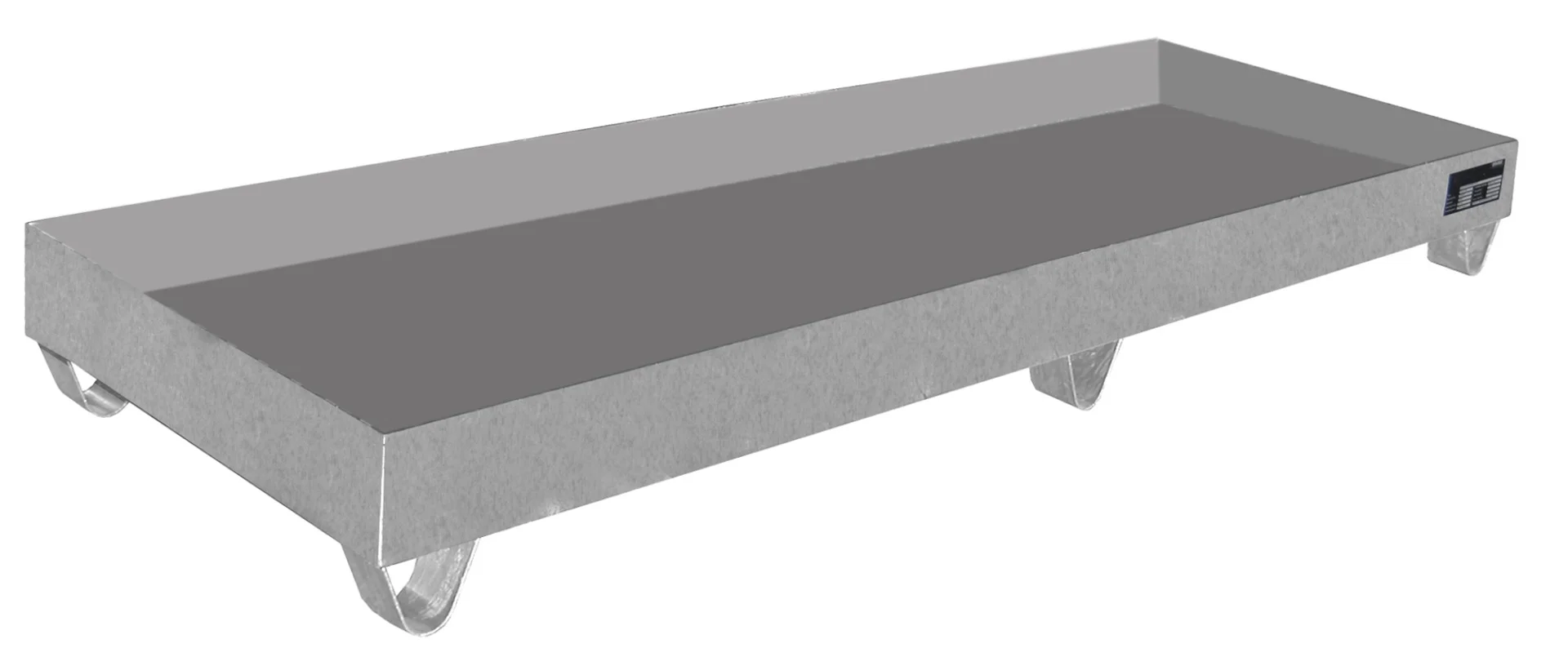 Vasche di contenimento in acciaio inossidabile da 2400 × 800 × 250 mm, capacità 241 litri, VAW-4-B, Bauker, Arbeitsplatte, Metallplattform, Wagen, Stahl