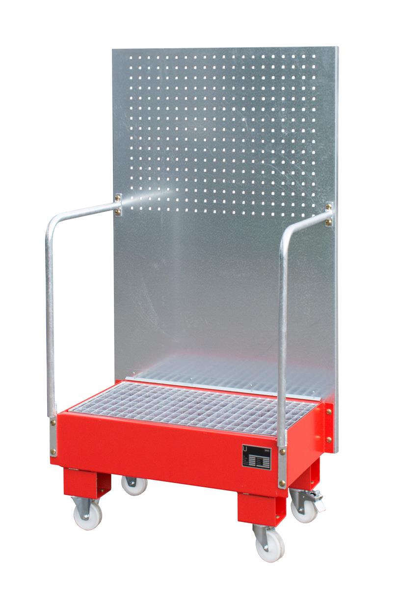 Fahrbare Auffangwanne 570x890x1685mm 60 Liter TYP LPW 60-2 RAL 3000 Feuerrot