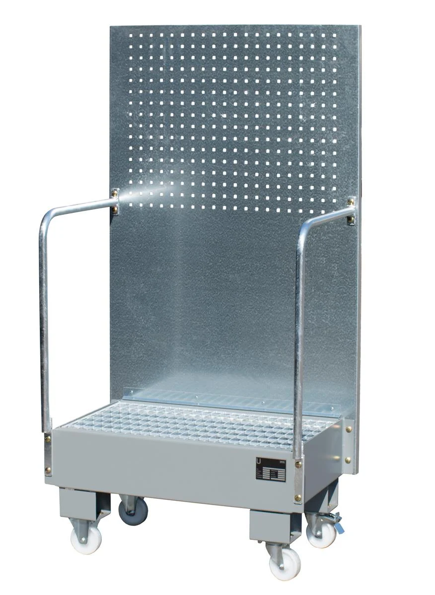 Fahrbare Auffangwanne 570x890x1685mm 60 Liter TYP LPW 60-2 RAL 7005 Mausgrau