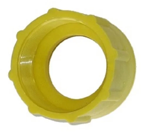Adattatore per fusti di plastica da 25 l, 30 l o 60 l. DIN 61 -> 2” NPS/BSP, gelb, Ring, Kunststoff, Muttern, Dichtung