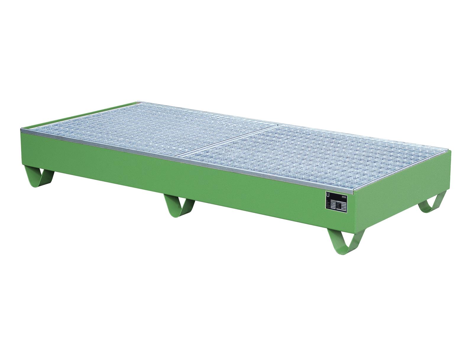 Auffangwanne 1800x800x275mm 202 Liter Typ Serie 2000 mit Gitterrost RAL 6011 Resedagrün