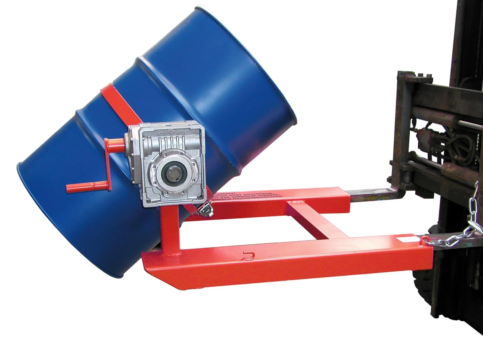 Fasskipper mit Handkurbel für Gabelstapler 1245x1000x540mm RAL 3000 Feuerrot