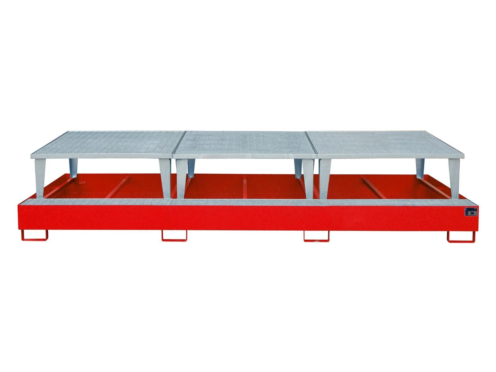 Vasca di contenimento 3850 × 1460 × 780 mm, capacità 1.000 litri, modello AWA, verniciata o zincata, AWA 1000-3, Transportwagen, Hubwagen, Lagerwagen, Roter Basiswagen, Metalloberfläche