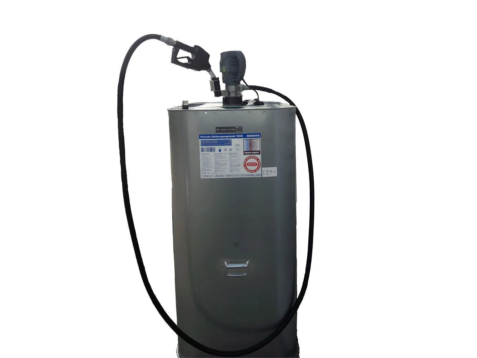 Stazione di rifornimento aziendale PLUS W85 - impianto di erogazione diesel da 1000 litri con misurazione digitale del livello TecSonic, tubo di erogazione da 4 m con contatore digitale