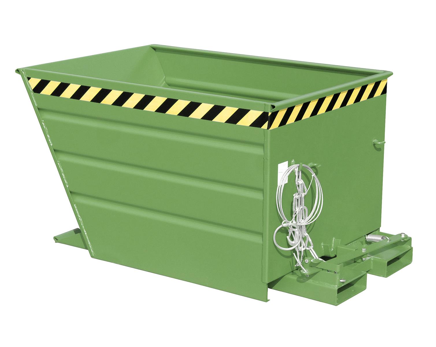 Contenitore ribaltabile VG 900, capacità 0,90 m³, dimensioni 1370 × 1200 × 730 mm, colore RAL 6011 verde reseda.