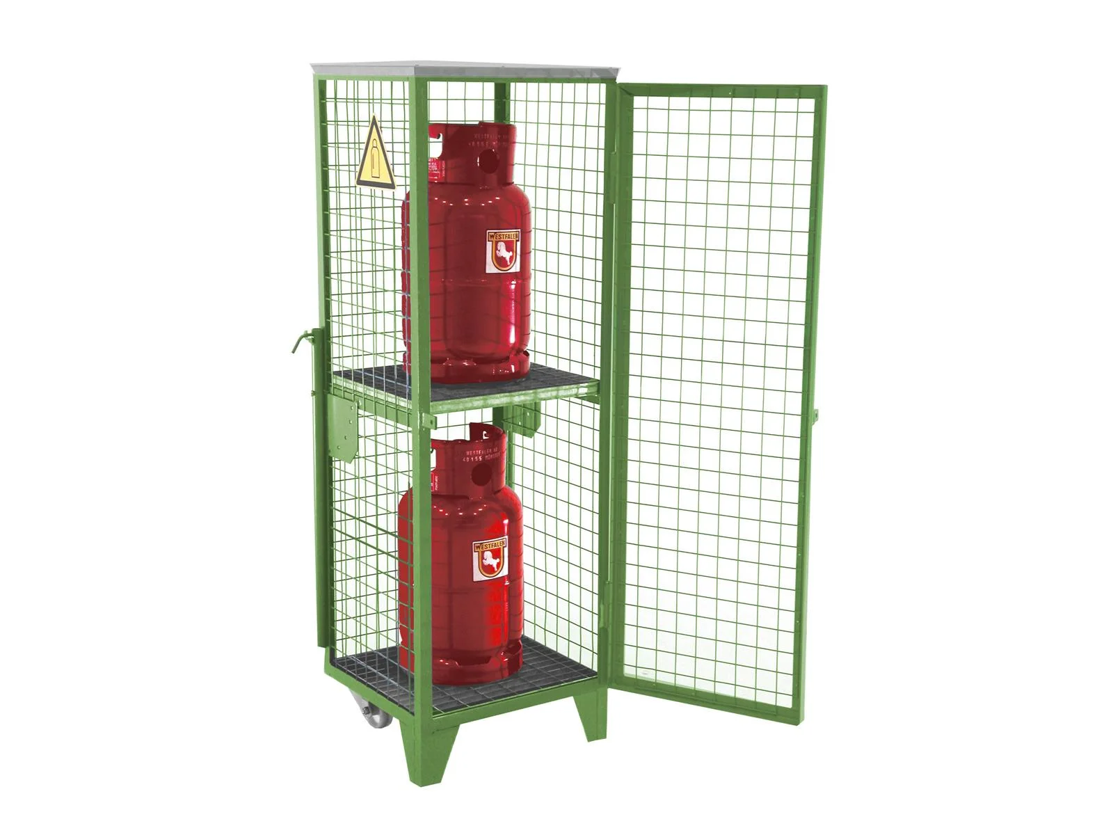 Deposito per bombole di gas GFD-R 2, verniciato, verde reseda.