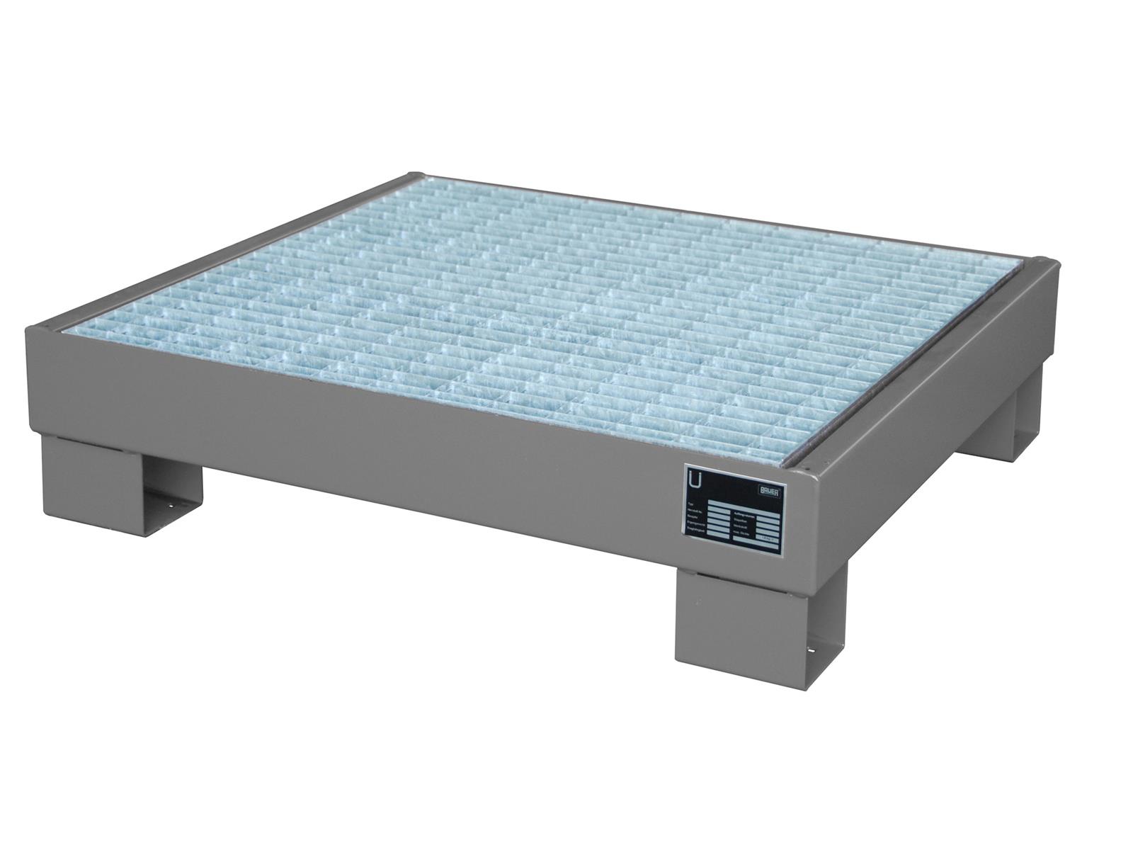 Auffangwanne 900x800x220mm 61 Liter Typ AW60 für 60l Fässer mit Gitterrost AW 60-2 RAL 7005 Mausgrau