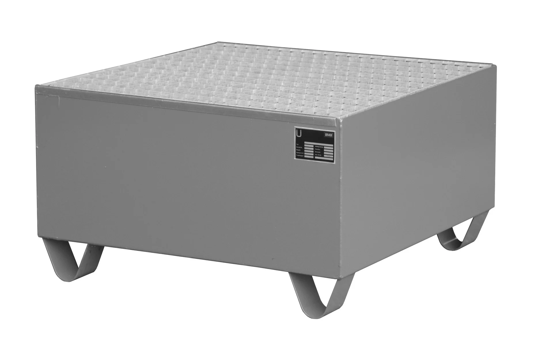 Spill Containment Tray 800x800x460mm 203 Liters Type Series 2000 with Grating RAL 7005 Mouse Grey 🐭